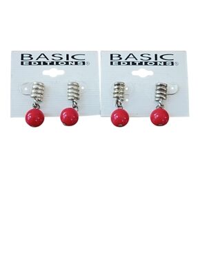 red beaded earrings dangle drop statement